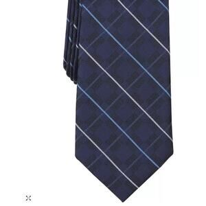 Alfani Men's Canfield Grid Tie, Created for Macy's - Navy 14683